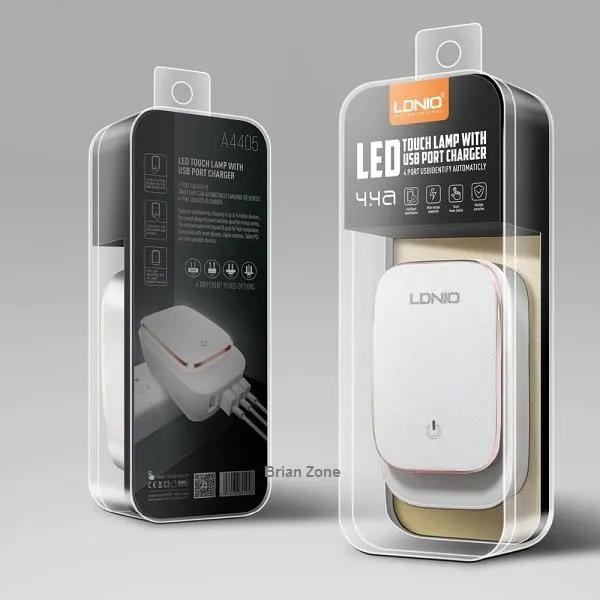 LDNIO%20A4405%20LED%20Touch%20Lamp%20Universal%204%20USB%20Ports%204.4A%20Auto%20ID%20Fast%20Charger%20Adapter%20with%20USB%20Data%20Cable%20For%20Smartphone%20White%20-%20Image%204