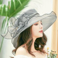 Sun Hat Female Sun Color Hat Sun Protection UV Protection Spring Summer Hat Gauze Cap Beach Hat Organza Black Edge. 