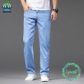 Brand Clothing Summer Lyocell Jeans Men Thin Loose Straight Stretch Denim Pants Light Blue Classic Trousers Large Size 40 42 44. 