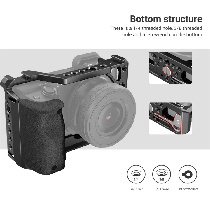 SmallRig%20DSLR%20A6400%20Camera%20Cage%20with%20Silicone%20Handle%20Handgrip%20Cold%20Shoe%20,Case%20Rig%20Set%20for%20Sony%20A6100%20/%20A6300/%20A6400%20-3164%20-%20Image%204