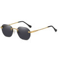 HBK Blue MIRROR Frameless Gold Metal Ladies Sunglasses Men Rimless Brown Sun Glasses For Women Fashion Shades Cutting Eyeglass. 