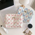 Cute Bow Floral Cosmetic Bag With Zipper Cosmetic Organizer Case Large For Women Luolong. 
