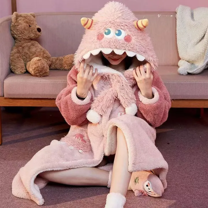 Winter%20coral%20velvet%20plush%20thickened%20Stitch%20nightgown%20loungewear%20set%20pache%20dog%20loose%20long%20-%20Image%202