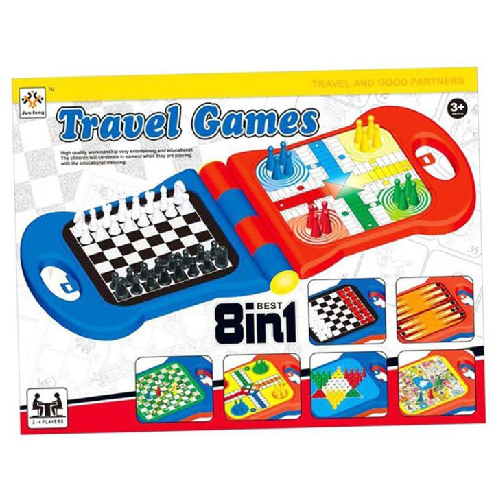 Board Game  8 IN 1 TRavel ludo Chess checkers and many more travel board games ludo game - JF378-15