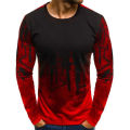 Painting Men's long sleeved T-shirt Spring and Autumn Color 3D Print O-Neck Pullover Casual Fashion Street Oversized T-shirt.
