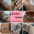 Bracelet Silver 925 Original 17-20CM Star Moon Sun Four Leaf Clover Green Zircon Bracelets Fit DIY Charms Birthday Jewelry Gifts.
