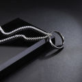 Simple Necklace With Finger Ring Men's Plain Color Necklace- Fashion Chain.