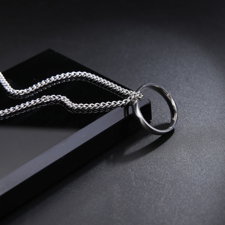 Simple%20Necklace%20With%20Finger%20Ring%20Men's%20Plain%20Color%20Necklace-%20Fashion%20Chain%20-%20Image%206