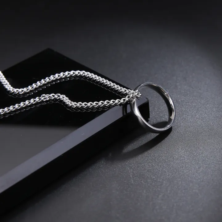 Simple%20Necklace%20With%20Finger%20Ring%20Men's%20Plain%20Color%20Necklace-%20Fashion%20Chain%20-%20Image%206