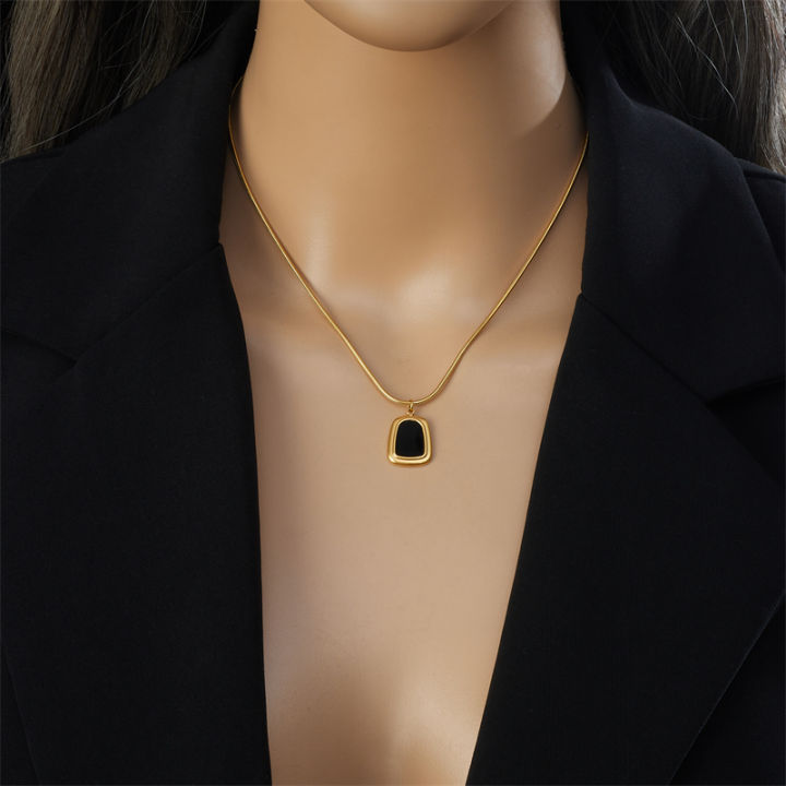 316L%20Stainless%20Steel%20Black%20White%20Geometric%20Necklace%20Bracelets%20Earrings%20For%20Women%20New%20Trendy%20Jewelry%20Set%20Wedding%20Gift%20-%20Image%203