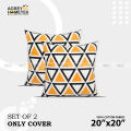 Cotton Cushion Cover, Yellow & Black (20"x20") Set of 2, Only Cover.