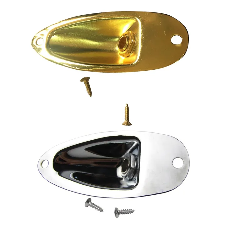 2Pcs Boat Guitar Jack 1/4 Inch Input Output Jack Plate Socket 6.35Mm for Strat Style Guitar Parts - Silver & Gold