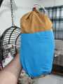 The camping hammock made of parachute fabric, lightweight, portable,  suitable for camping and outdoor activities. Two tree straps and a long rope are available for hanging.. 