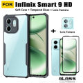 For Infinix Smart 9 HD Acrylic Phone Case Infinix Smart 9 Tempered Glass Screen Protector and lens Film. 