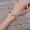 Bright Eyes Handmade Natural Freshwater Pearl Moonlight Stone Bracelet Korean Version Versatile and Elegant Handicraft for Women.