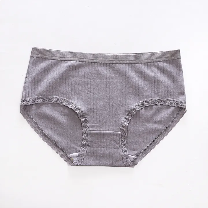 Girls%20Daily%20Panties,%20Cotton%20Solid%20Color%20Elastic%20Breathable%20Middle%20Waist%20Briefs%20with%20Lace%20Trimming%20fo%20-%20Image%202
