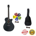 Best Beginner choice New Accoustic Guitar + picks - Black. 