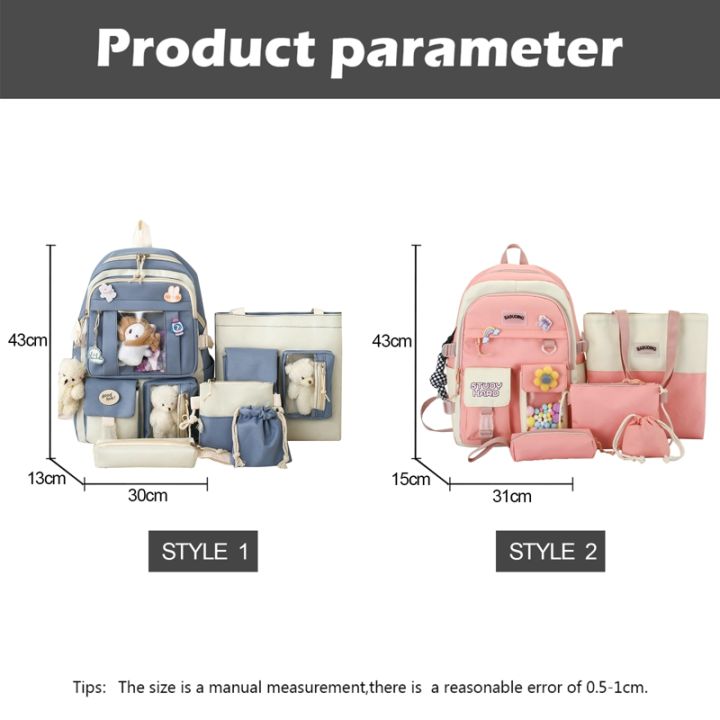 5pcs%20Sets%20Harajuku%20Kawaii%20Kids%20School%20Backpack%20Cute%20Women's%20Bagpack%20Bookbag%20Laptop%20Bag%20For%20Teenage%20Girls%20Rucksack%20Students%20Bag%20Amour%20zii%20-%20Image%206