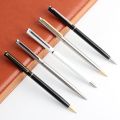 2Pcs Metal Ballpoint Pen For School Office Stainless steel Material Rotating Stationery Black Blue Ink Ball Pen Supplies Pens. 