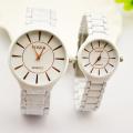 Couple Ceramic Round Steeliness Steel Best Watch For Men's And WomanWhite. 