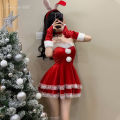Red Women Christmas Santa Claus Cosplay Costume Winter Off Shoulder Dress Tube Dresses Red Christmas Dress.