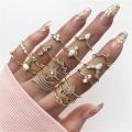 Hypoallergenic Alloy & Silver/Gold Plated 17-Piece Vintage & Bohemian Stackable Finger Ring Set – Stylish Jewellery for Women and Girls.
