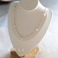 The original 925 sterling silver pearl necklace is a multi-worn handmade beaded clavicle chain DIY jewelry. 