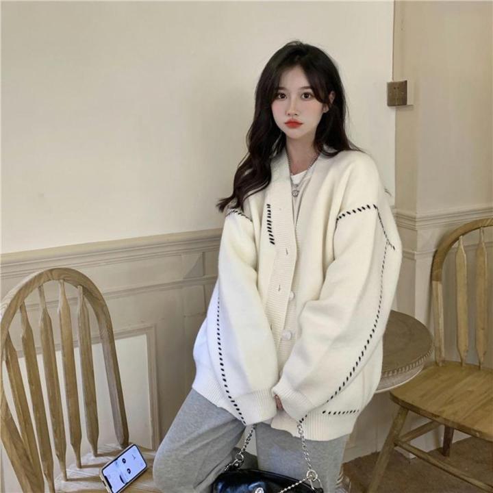 Autumn and Winter New Lazy Wind Sweater Cardigan Coat Women's Korean-Style Mid-Length Outerwear Student Knitwear Loose All-Matching