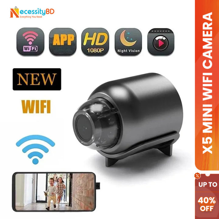 X5 Mini WiFi Camera Included Sound Detector App Control for Home Office Micro USB Baby Monitor Take Screenshots Record Videos Wifi Camera Mini Camera Wireless Camera Mini Wifi Camera
