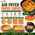Air Fryer Paper Liners Disposable 25/50/100pcs Set Non Stick Oil Proof Waterproof Baking Parchment Paper Round Square Air Fryer Accessories Oven Microwave Cooking Paper Tray Heat Resistant Food Grade Airfryer Baking Paper. 