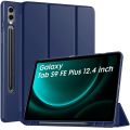 Premium Cover for Samsung Tab S9 FE Plus 12.4" Cover Case Flip Stand Back Case Cover [S Pen Holder] for Samsung Galaxy Tab S9 Plus/Tab S9+ Cover Tablet Cover with [Auto Sleep/Wake]-Black/Navy Blue. 