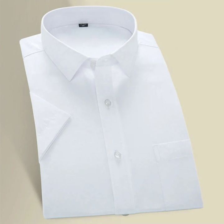 New%20Plus%20Size%209XL%208XL%20Non-ironing%20Mens%20Dress%20Shirt%20Summer%20Short%20Sleeve%20Solid%20Male%20Clothing%20Regular%20Fit%20Business%20Shirts%20Men%20Shirt%20-%20Image%202