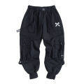Techwear Ribbons Hop Tactical Cargo Pants Men's Casual Letter Embroidery Streetwear Dance Sport Pencil Pants Male Trousers.
