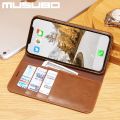 Musubo Luxury Genuine Leathr Case For iPhone 14 13 Pro Max 12 Pro 11 XR Xs Max 8 Plus 7 Cover Flip Wallet Card Fundas Coque Capa.