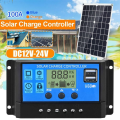 100A Solar Charge Controller Solar Panel Battery Intelligent Regulator with Dual USB Port, LCD Controller. 