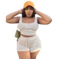 Summer Women Clothing Wholesale Crop Tops and Shorts Set Two Piece Casual Tracksuit Ribbed Outfits Plus Size Sets Dropsping. 