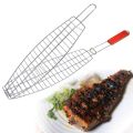 Small Stainless Steel Barbecue fish net grilled fish clip large fish BBQ net. 