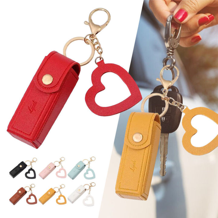 Lipstick Bag With Small Case Mirror For Travel Mini Portable Makeup Lipstick Holder Keychain Fashion Lip Balm Keyring Gift Pouch