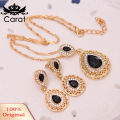 Carat Women Rhinestone Waterdrop Pendant Necklace Stud Drop Earrings Jewelry Set. 