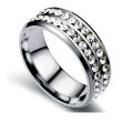 Titanium Steel Diamond Ring Wholesale Korean Double Row Diamond Jewelry for Women Hot Selling Stainless Steel Ring.