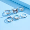 6PCS Exaggerated Retro Heavy Metal Rings Dark Gothic Punk Street Hop Rings Fashion Jewelry Gift for Men. 