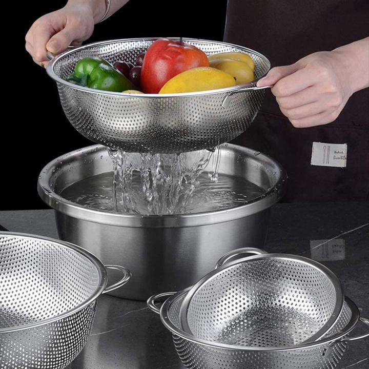 Pcs Stainless Steel Rice Washing Bowl,(S)Kitchen Strainer with