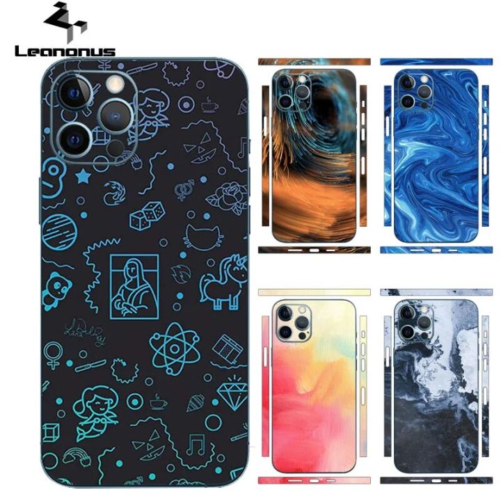 Colorful Decal Skin for iPhone 14 13 12 15 Pro Max Mini 3M Decals Back Film Cover Screen Protector Wrap Ultra Thin Sticker