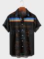 2022 Summer Beach Casual Men's Short Sleeve Lapel Shirt Plus Size City High Waist 3D Printed Men's Top with Pockets. 