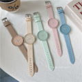 Full matching sports hands famous brand simple leather belt watch macaron girl chain quartz watch fashion clock wholesale. 