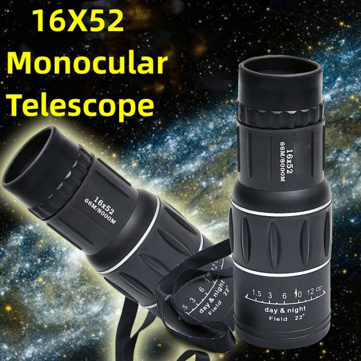 16X52 Dual Focusing Monocular Telescope Outdoor Hunting Spotting Scope Monocular Portable Camping Hiking Travel Telescope