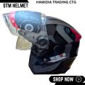 STM Unisex Open Face Motorcycle Helmet High-Security Sleek Design - Red/Black. 