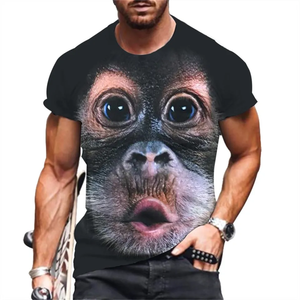 Men s T Shirts Fashion Monkey 3D Print Tops Short Sleeve Casual Summer T Shirt Male Funny Clothes O Neck Loose Oversized Shirt Daraz .bd