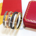[02] foreign trade titanium steel jewelry wholesale fashion party dinner wear item double row diamond bracelet. 
