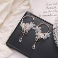 Crystal Water Drop Dangle Earrings - Acrylic Flower Tassel Drop Earrings by Top 10 Mart. 